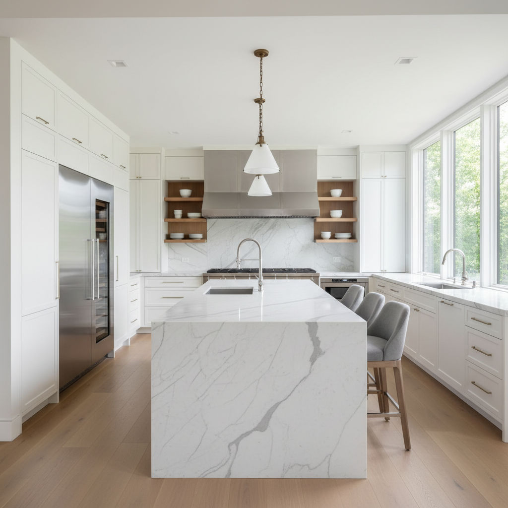 Luxury modern kitchen with refrigerator range and wine cooler